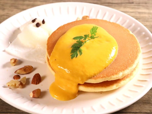 かぼちゃクリームのハロウィンパンケーキ withおばけ